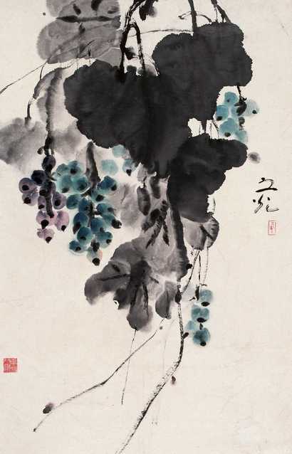谢之光 葡萄图 立轴